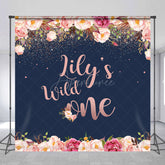 Aperturee Aperturee Custom Wild One First Birthday Backdrop for Girl Boho Floral and Rose Gold Personalized Rustic Party Decor